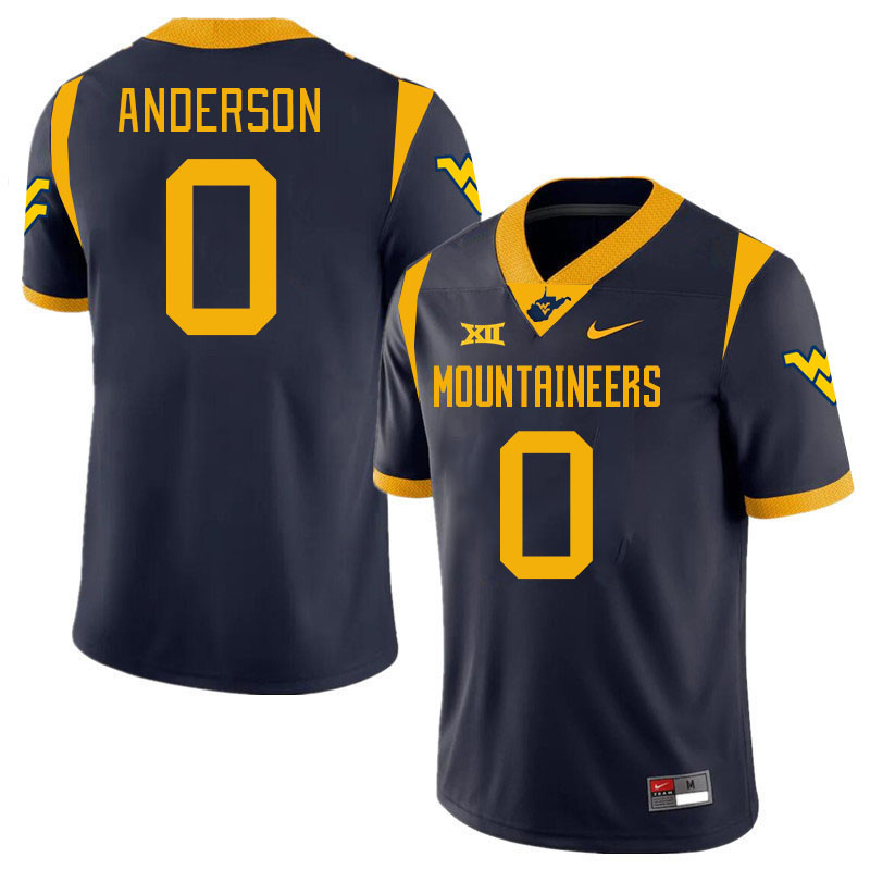 Men #0 Jaylen Anderson West Virginia Mountaineers College 2024 New Uniforms Football Jerseys Stitche